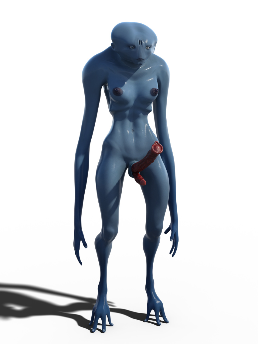 1futa 3d 4_fingers 4_toes alien amelia_(artist) amicalira_(artist) animal_genitalia animal_penis anthro blue_eyes blue_nipples blue_skin diphallia diphallism furry futa_only futanari intersex long_arms multi_penis original penis red_penis sheath solo veiny_penis