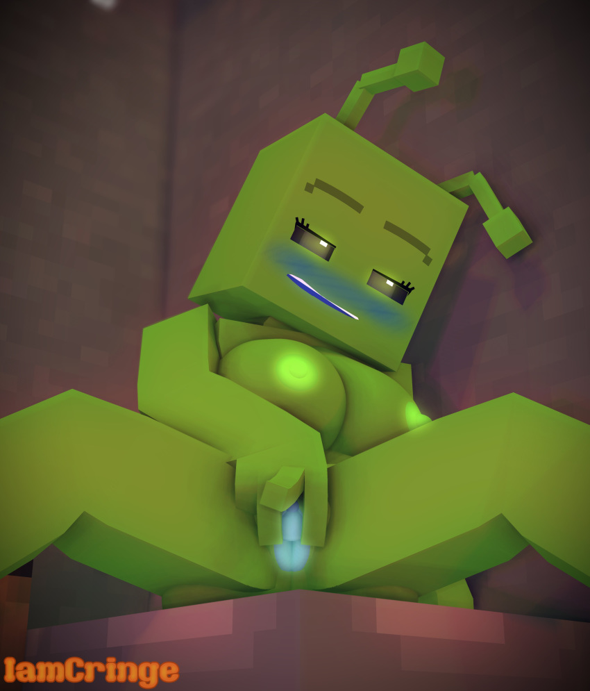 3d alien alien_girl area_51 big_breasts character female female_only green_skin iamcringe mine-imator minecraft nude solo spread_legs tagme ufo