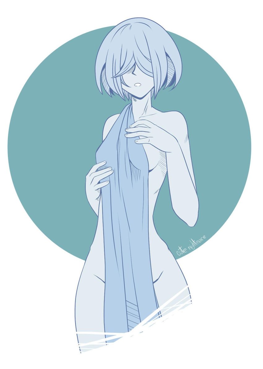 1girls blue_pearl_(steven_universe) cartoon_network covered_breasts cute_nightmare drapery female_only steven_universe