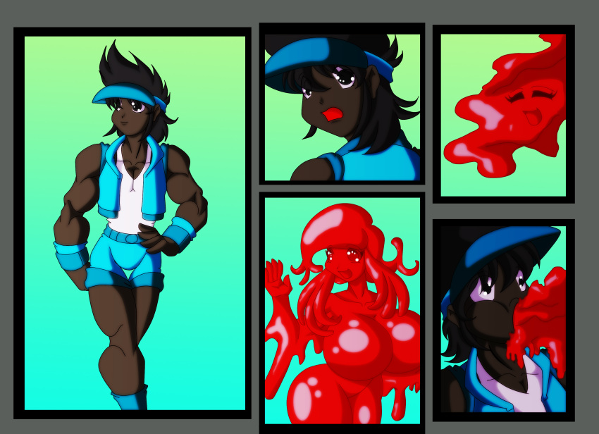 1boy absorption animewave-neo female red_goo slime_girl transformation_sequence