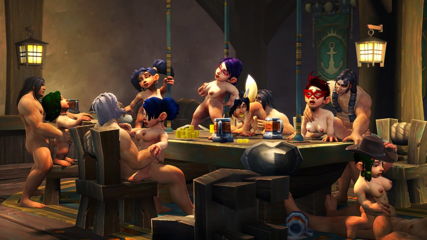 3d 6+boys 6+girls 7girls alcohol ambiguous_penetration animal_ears animal_tail bent_over black_hair blue_hair cowboy_hat cowgirl_position domino_mask glasses gnome gnome_(warcraft) green_hair group_sex hbnoob human mask money multiple_boys multiple_girls nude oral orgy pole pole_dancing purple_hair red_hair sex shortstack size_difference stripper_pole warcraft white_hair world_of_warcraft