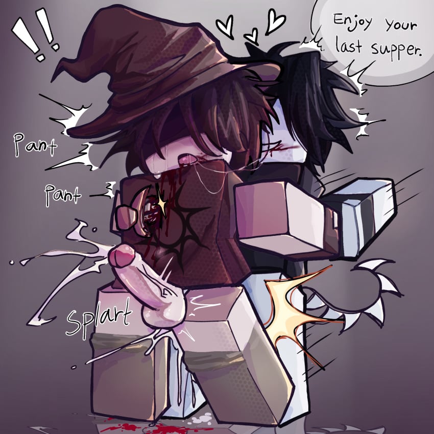 1:1 2boys anal azure_(forsaken) balls belly_bulge blocky_body blood_on_face blood_on_mouth clothing crying cum cum_drip cumdrip cumming cumming_together dagger dialogue english_text erection fingerless_gloves forsaken_(roblox) from_behind full_color gay guro heavy_breathing not_forced pants_down penis penis_out pleasure_face roblox roblox_game robloxian saliva_string self_upload shaking stabbed standing standing_sex tagme_(artist) tail text two_time_(forsaken) yaoi