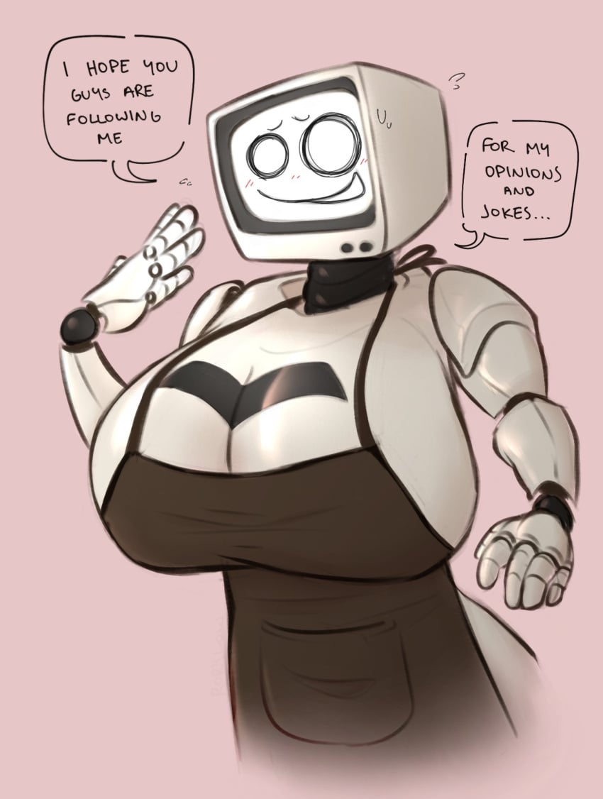 ... 1girls 1robot 1robot_girl android android_girl apron apron_only artificial_intelligence big_breasts black_text boob_focus boobs_focus breast_focus breasts breasts_focus brown_apron cleavage cleavage_focus color colored computer computer_head computer_screen digital digital_art digital_drawing digital_drawing_(artwork) digital_media digital_media_(artwork) english_text female female_focus female_only female_robot gender_bend gender_bender genderbent genderswap genderswap_(mtf) humanoid_robot idk machine massive_boobs massive_breasts metal_body metal_breasts metal_skin metalic_skin metallic_body metallic_breasts no_genitals no_genitals_shown no_nipples no_nipples_visible non-human nonhuman not_human one_color_background p.ai.nter_(pressure) pink_background pressure_(roblox) roblox roblox_game robophilia robot robot_focus robot_humanoid robot_only rule_63 screen screen_face simple_background solid_color_background solo solo_focus solo_robot speech_bubble technophilia text white_body