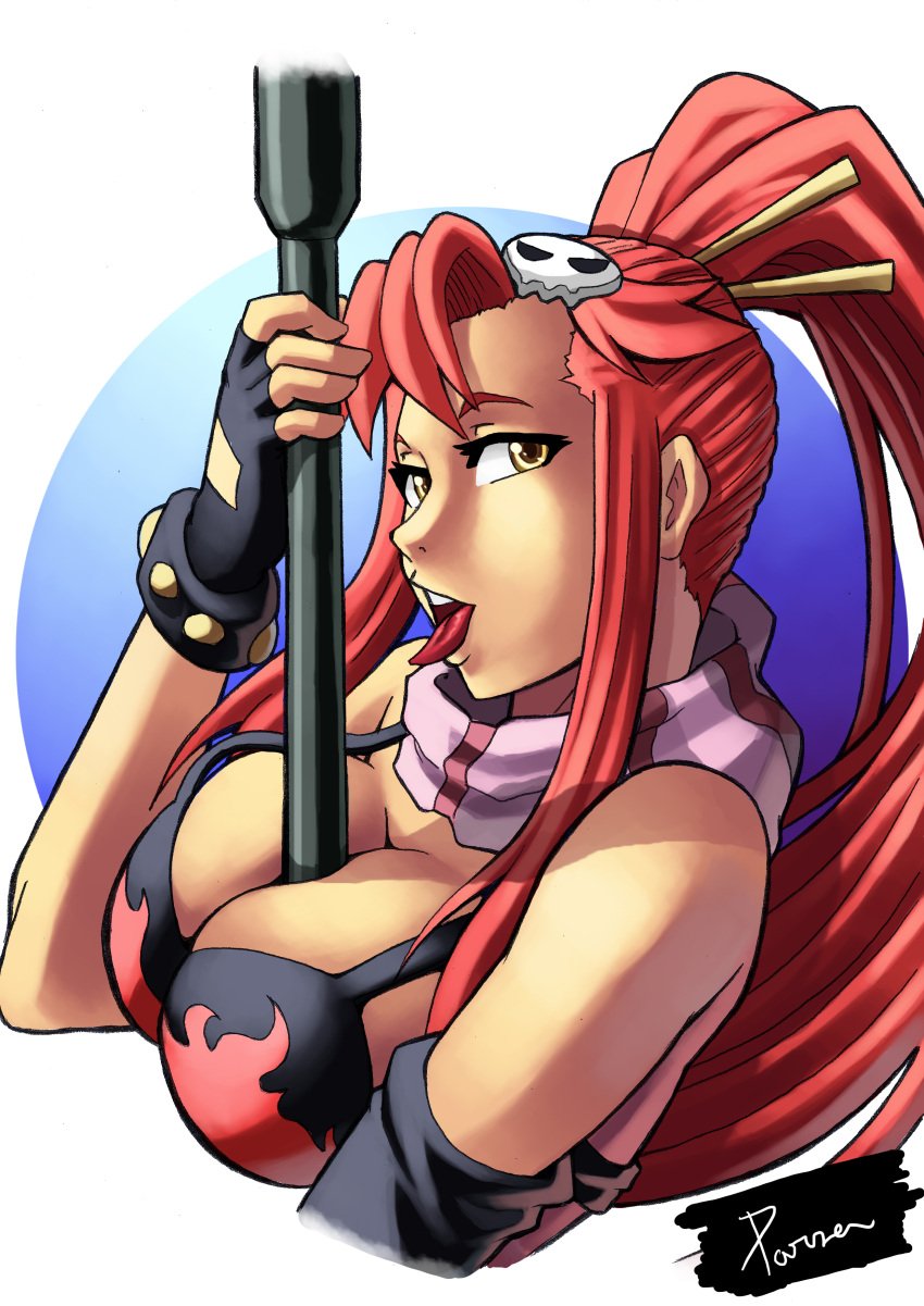 1girls big_breasts bikini breasts female female_focus female_only gun huge_breasts large_breasts long_hair paizuri parsujera red_hair sexually_suggestive sniper solo tengen_toppa_gurren_lagann yellow_eyes yoko_littner
