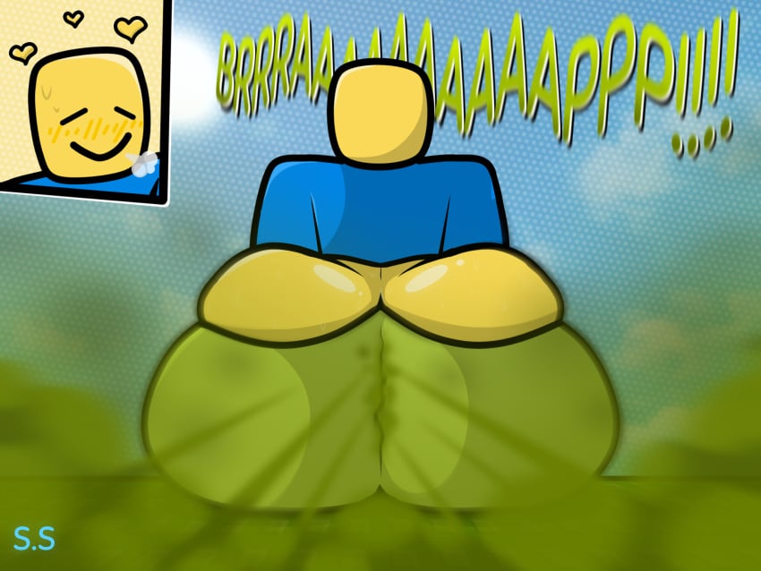 ass ass_focus behind_view big_ass big_butt butt_focus chilling enjoying fart fart_cloud fart_everywhere fart_fetish farting fat_ass fat_butt noob noob_(roblox) onomatopoeia pleasure_face pleasured roblox roblox_avatar roblox_game robloxian sci-salandre simple_background sitting sky smile smiley_face sweat sweating sweaty sweaty_ass sweaty_body sweaty_butt