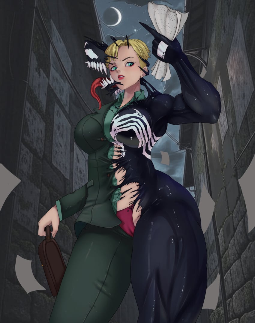 anne_weying blonde_hair blue_eyes marvel muscular neroha she-venom symbiote venom venom_(marvel)