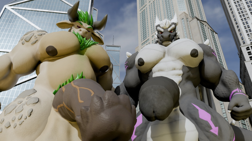 animated belly big_(disambiguation) city dragon furry genitals growth hi_res jhar kobuld looming macro muscular pecs penis size_difference whaba