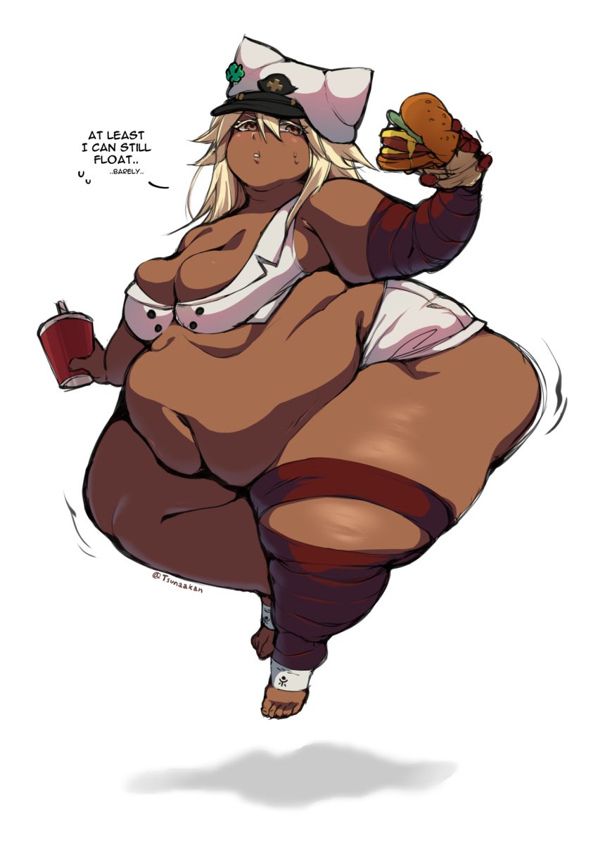 bbw belly_overhang big_belly big_breasts big_female blush chubby chubby_female embarrassed fat fat_ass fat_female fat_fetish fat_girl fat_woman fatty female female_only guilty_gear guilty_gear_strive huge_belly large_female morbidly_obese morbidly_obese_female obese obese_female overweight overweight_female plump pork_chop ramlethal_valentine speech_bubble thick_thighs tsunaakan tubby weight_gain white_background