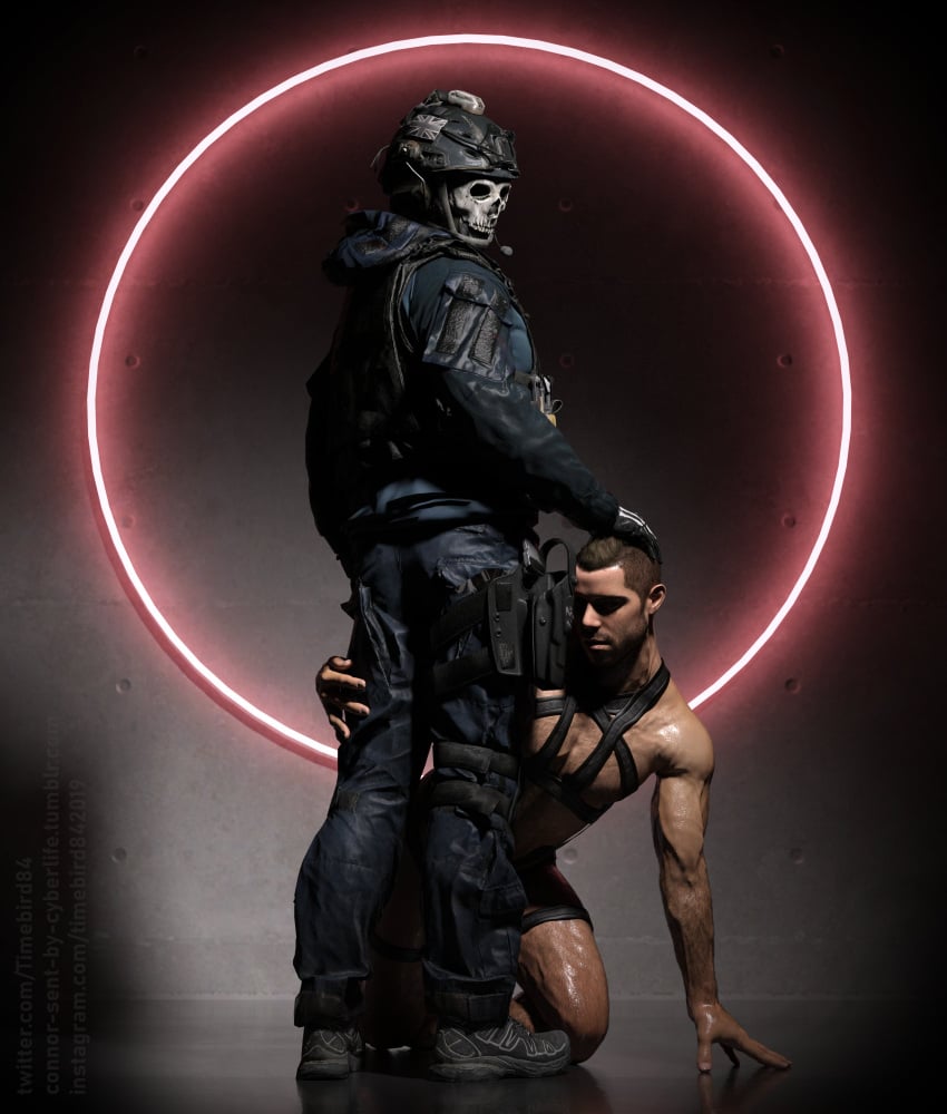 3d 3d_(artwork) 3d_model activision blue_eyes brown_hair call_of_duty call_of_duty_modern_warfare_2_(2022) clothed_male_nude_male cmnm dom/sub domination/submission gay gay_domination ghost_(modern_warfare_2) indoors infinity_ward john_mactavish kneeling kneeling/standing kneeling_on_ground looking_at_viewer looking_back_at_viewer male/male male_focus male_only masked masked_male master/slave simon_riley soap_(modern_warfare_2) timebird84_(artist)