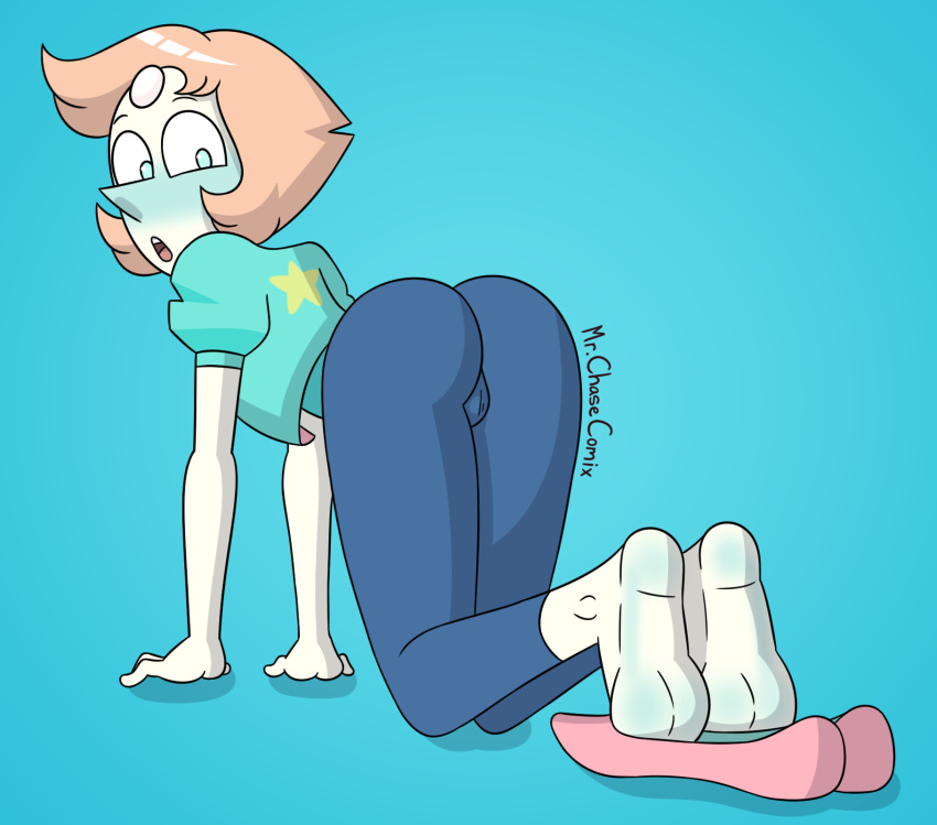 ass blush cameltoe feet female heel_pop looking_back mr._chase_comix open_mouth pearl_(steven_universe) soles solo steven_universe