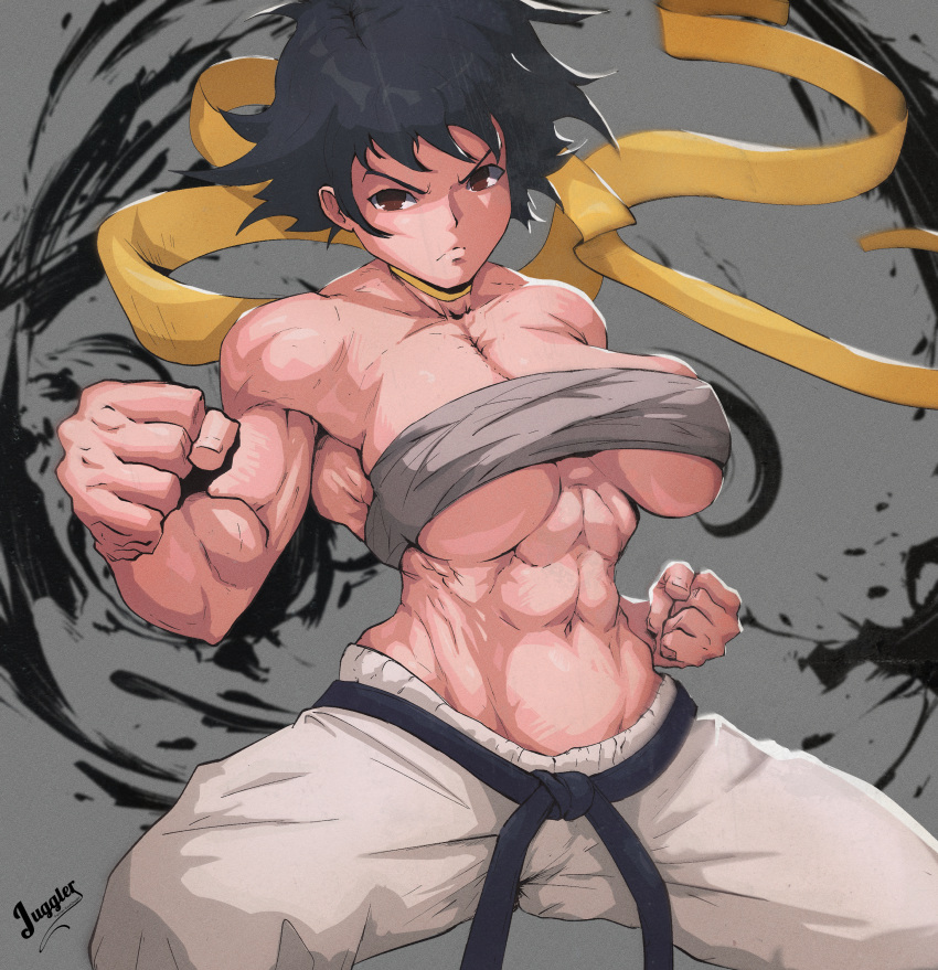 1girls abs bandage bare_arms bare_shoulders big_breasts bitethebull black_hair brown_eyes capcom clothed clothing color female female_focus female_only fight fighting fit_female hi_res large_breasts light-skinned_female light_skin looking_at_viewer makoto_(street_fighter) muscles muscular muscular_arms muscular_female short_hair solo solo_female street_fighter street_fighter_iii street_fighter_iii:_3rd_strike street_fighter_iii_(series) tagme