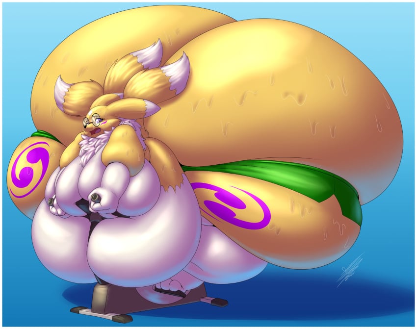 1girls anthro big_ass big_breasts breasts bubble_butt chonkmancer furry huge_ass huge_breasts hyper hyper_ass obese_female renamon thick_thighs wide_hips