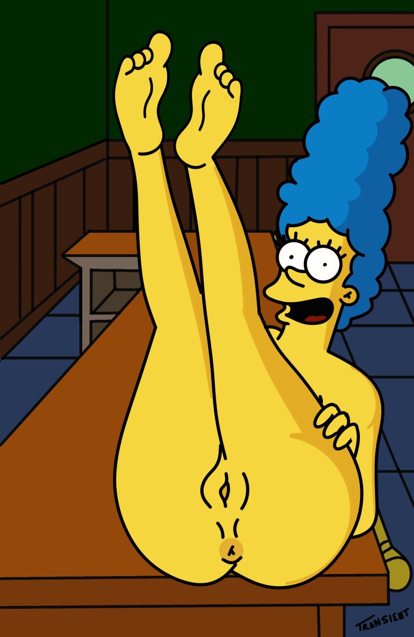 anus ass ass_view feet female looking_at_viewer marge_simpson public simpsons solo the_simpsons trannsient yellow_body