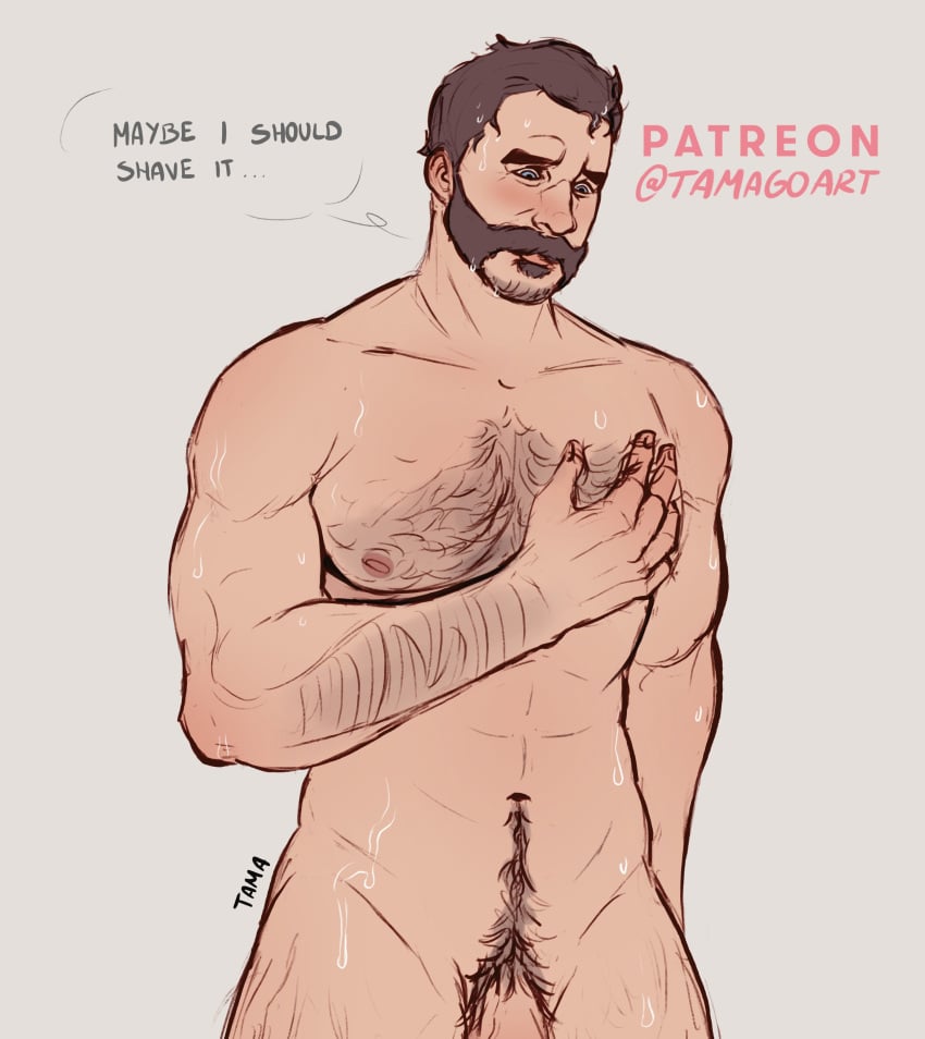 1boy activision bara barazoku beard blush call_of_duty call_of_duty:_modern_warfare_2 call_of_duty_modern_warfare_2_(2022) captain_price completely_nude completely_nude_male daddy facial_hair gay hairy hairy_chest john_price male male_focus male_nipples male_only male_pubic_hair manly mature_male muscular_male nipples nude penis solo solo_male tamagoart yaoi