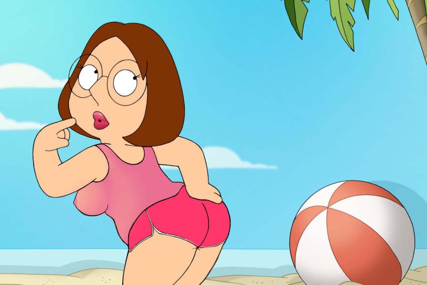 1girls ass_focus backboob beach beach_ball bent_over big_breasts booty_shorts brown_hair chubby clothing dat_ass edit family_guy from_behind glasses hand_on_ass huge_ass lip_gloss looking_back meg_griffin plump presenting_hindquarters screenshot screenshot_edit short_hair shorts silverfox12 sleeveless solo sportswear standing tank_top thick thick_lips thick_thighs third-party_edit transparent_clothing wide_hips