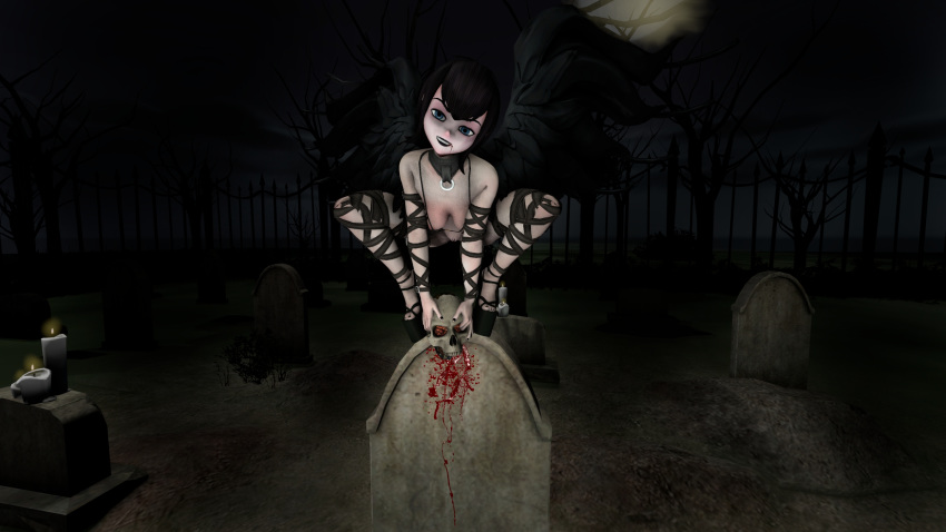 bbdworks blood female_only gravestone high_heels hotel_transylvania mavis_dracula solo wings