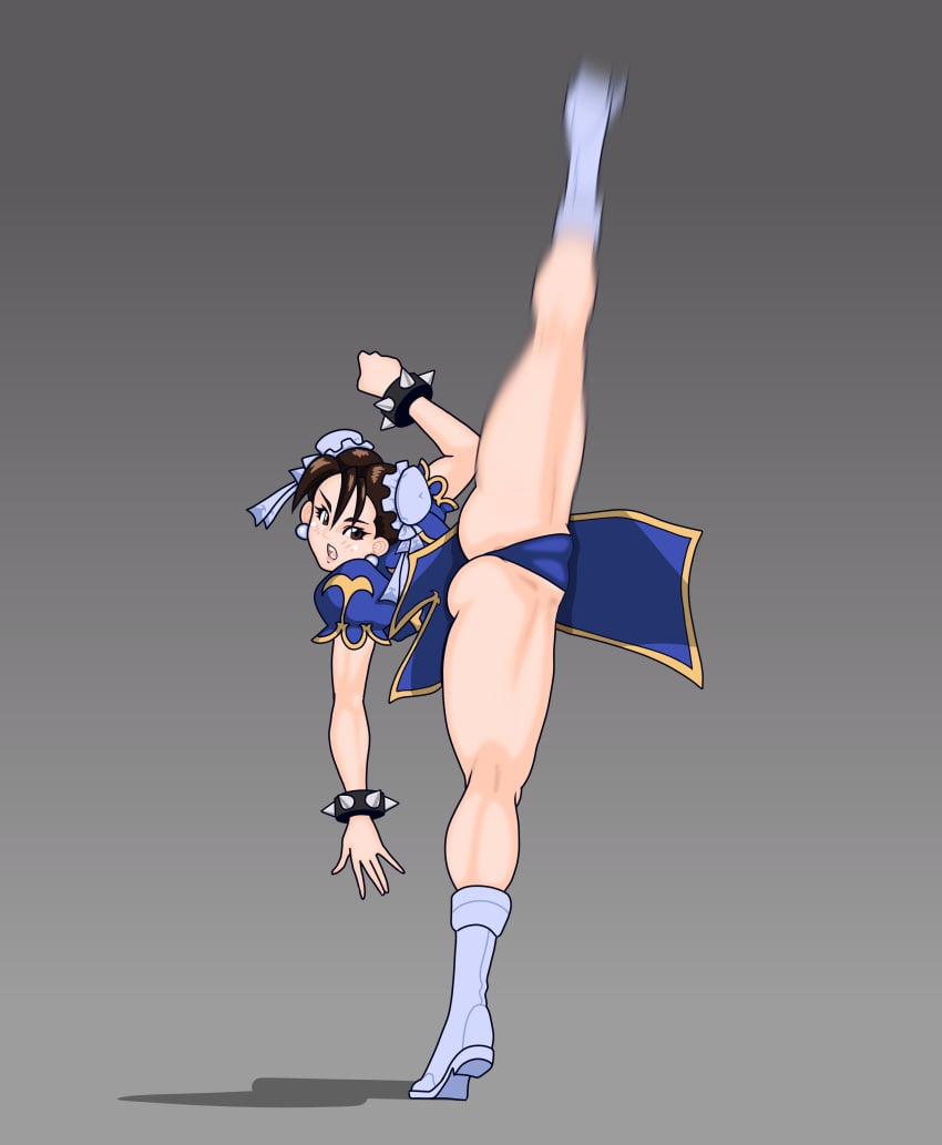 ass chun-li female female_focus female_only kick kicking leg_raised potan raised_leg spread_legs street_fighter