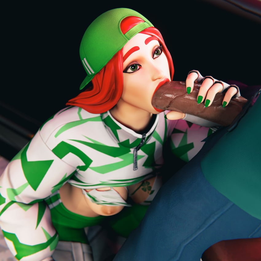 3d 3d_(artwork) blowjob chance_(fortnite) fortnite macklesternsfw red_hair red_hair shirt_up