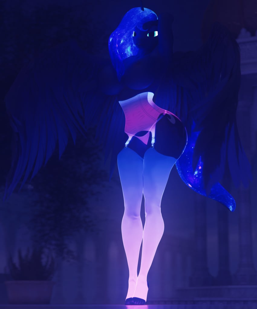 3d_(artwork) absurd_res alicorn anthro anthrofied big_breasts breasts clothing dashie116 digital_media_(artwork) equid equine female friendship_is_magic hasbro hi_res horn long_legs mammal my_little_pony panties princess_luna_(mlp) solo underwear wings