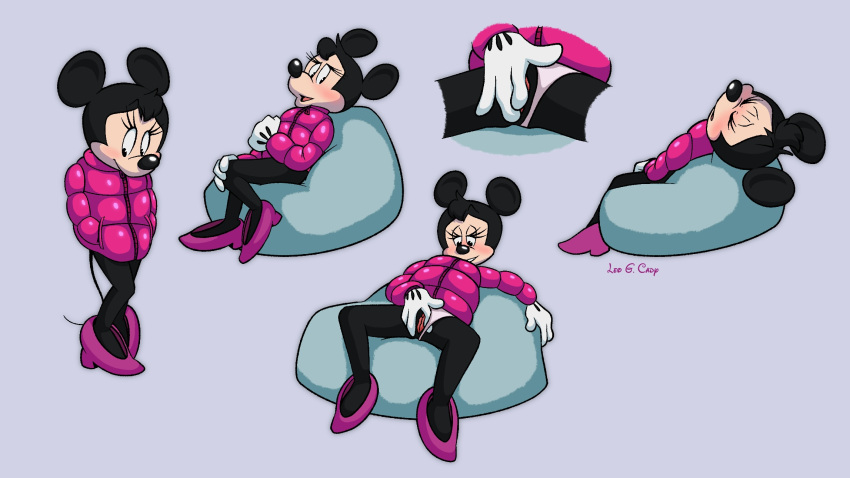 anthro bean_bag black_body clothed clothing clothing_aside coat digital_media_(artwork) disney eyelashes female female_masturbation finger_fuck fingering footwear genitals gloves handwear hi_res leogcady mammal masturbation minnie_mouse mouse murid murine open_mouth panties panties_aside public_domain raincoat rodent shoes simple_background smile solo tail topwear underwear underwear_aside vaginal_penetration watermark