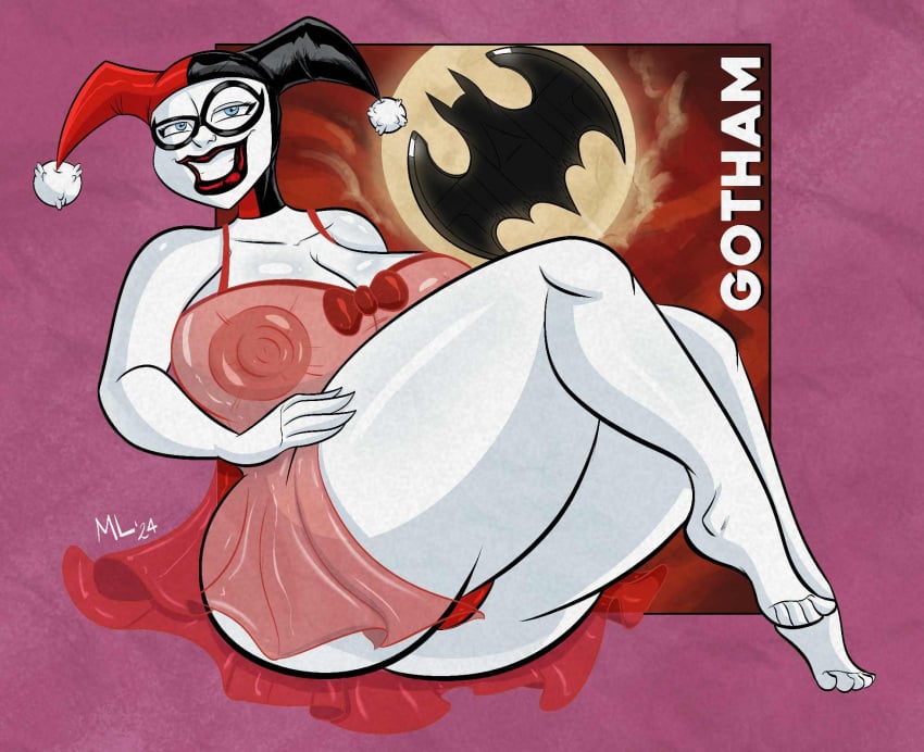 1girls ameizing_lewds ass bat_symbol batman batman_(series) big_ass big_breasts breasts bruce_wayne bust busty curvaceous curvy curvy_figure dc dc_comics digital_drawing_(artwork) digital_media_(artwork) female female_focus hair harleen_quinzel harley_quinn harley_quinn_(classic) hips hourglass_figure huge_ass huge_breasts large_ass large_breasts legs light-skinned_female light_skin lips mature mature_female nightgown pale-skinned_female pale_skin see-through_clothing slim_waist solo thick thick_hips thick_legs thick_thighs thighs voluptuous voluptuous_female waist white-skinned_female white_body white_skin wide_hips