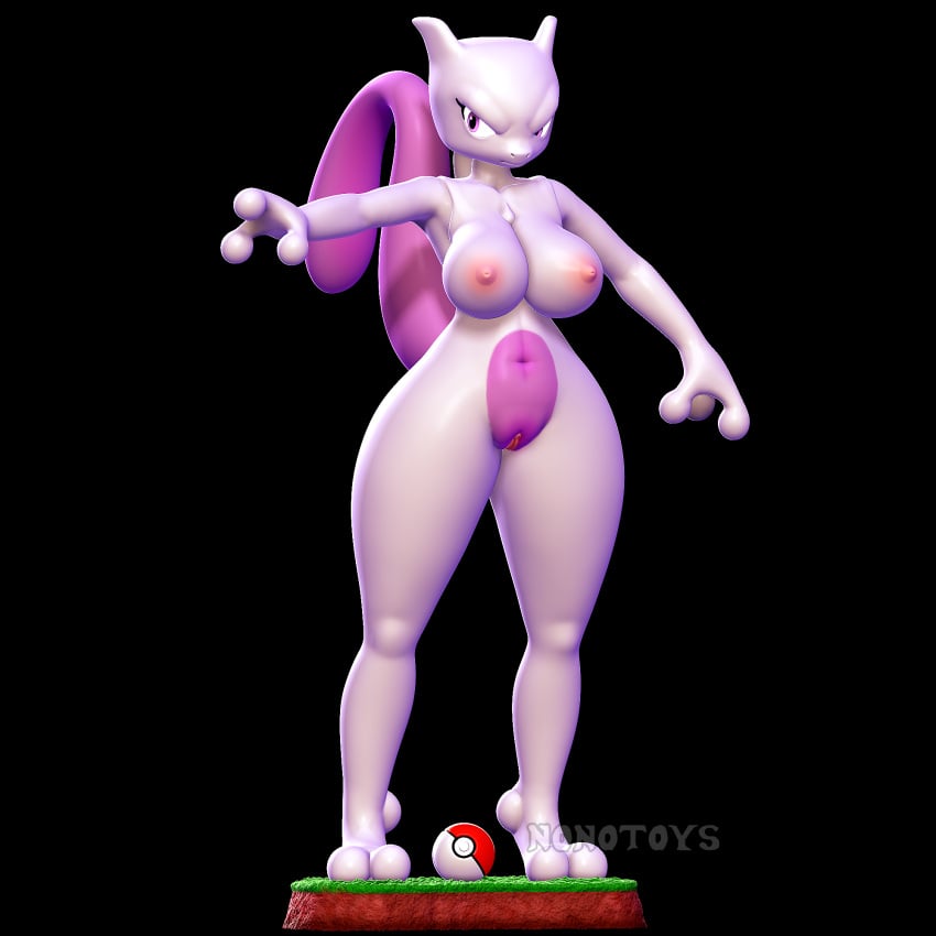 3_fingers 3d angry anthro black_background breasts female fingers generation_1_pokemon genitals grass hi_res legendary_pokemon mewtwo nintendo nipples nonotoys pinup plant pokeball pokemon pokemon_(species) pose purple_body purple_tail pussy raised_tail simple_background solo tail tiptoes white_body