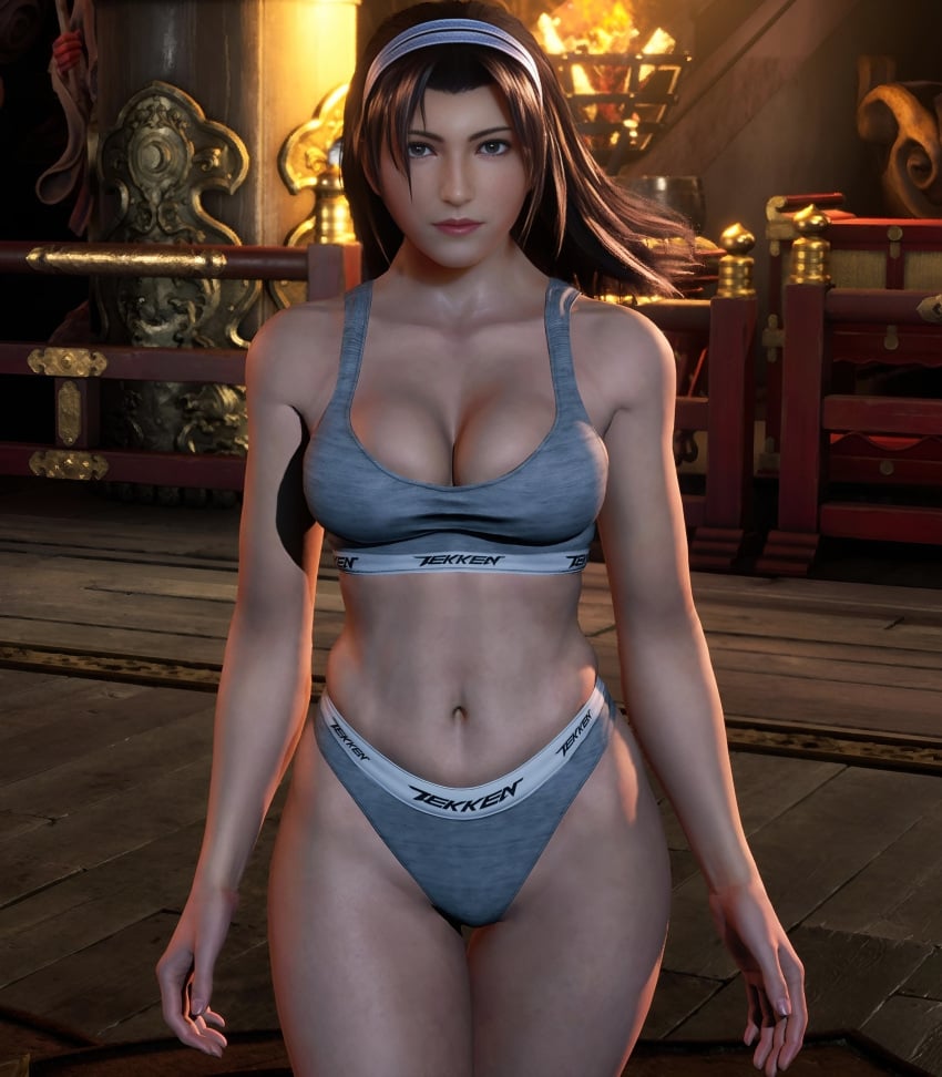 abs asian_female big_breasts black_hair calvin_klein kazama_jun namco photoshop screenshot tekken tekken_2 tekken_8 tekken_tag_tournament tekken_tag_tournament_2 underwear video_game_character