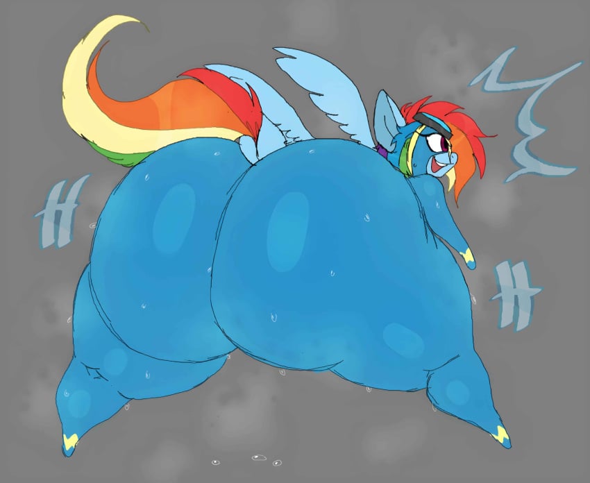 ass goggles_on_head heavensthroat huge_ass my_little_pony no_nudity pegasus rainbow_dash_(mlp) steam steaming_body steamy_ass sweat sweatdrop sweating sweaty sweaty_ass