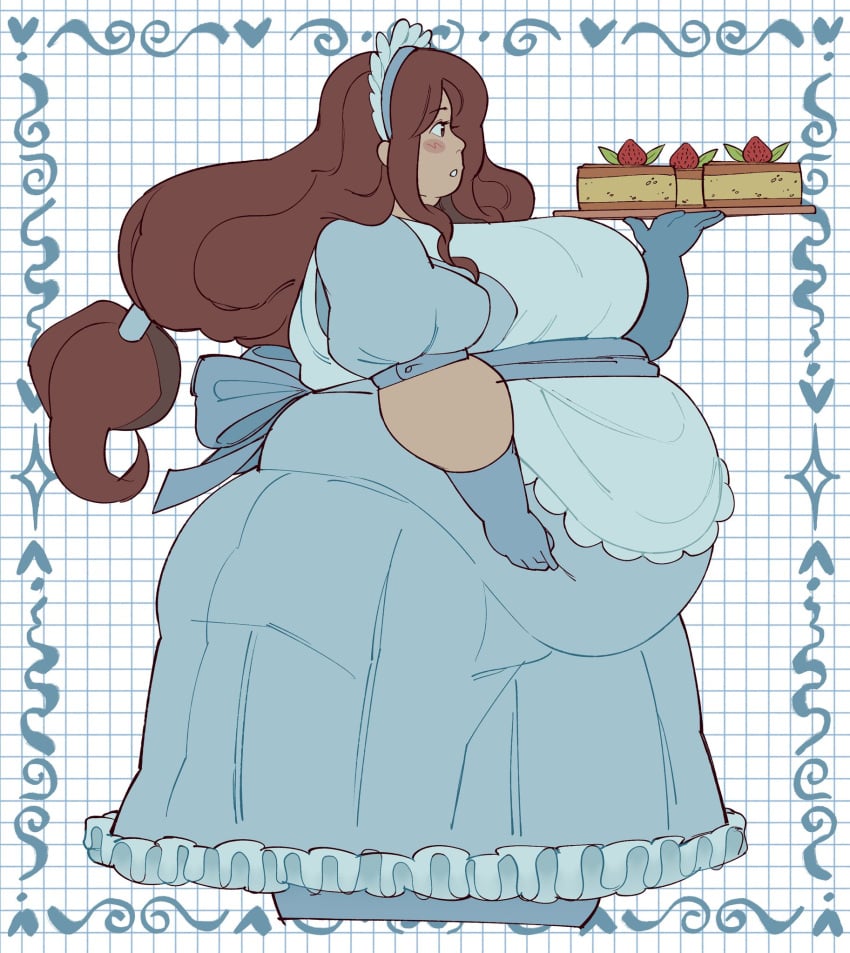 bbw beesoba belly big_belly chubby chubby_female fat fat_belly fat_fetish female female_only maid maid_uniform obese obese_female oc overweight overweight_female ssbbw tagme thick_thighs thighs