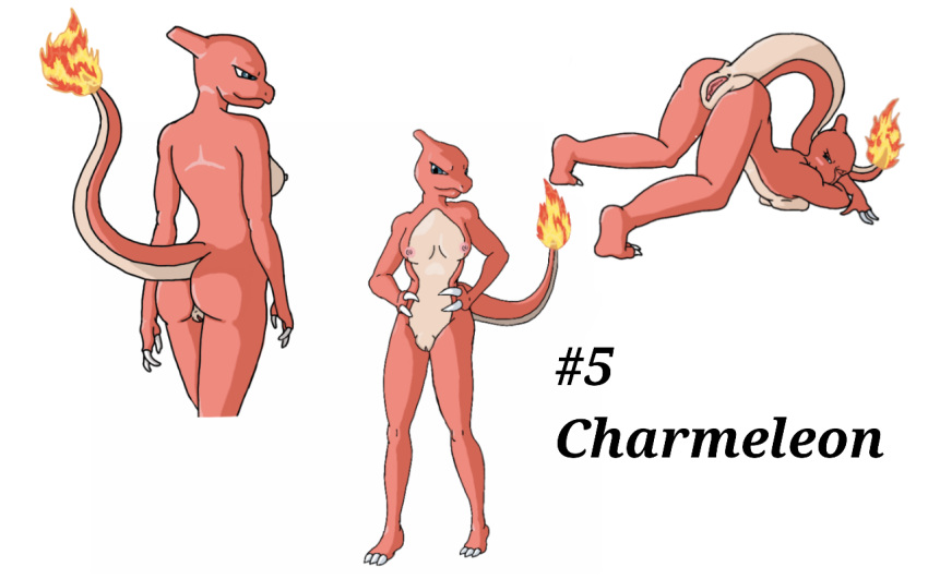 16:10 1girls anthro anthrofied ass breasts charmeleon darkimpulses deviantart female fire multiple_poses nintendo nipples nude pokémon_(species) pokémorph pokemon pokemon_rgby pose pussy scalie simple_background solo video_games white_background