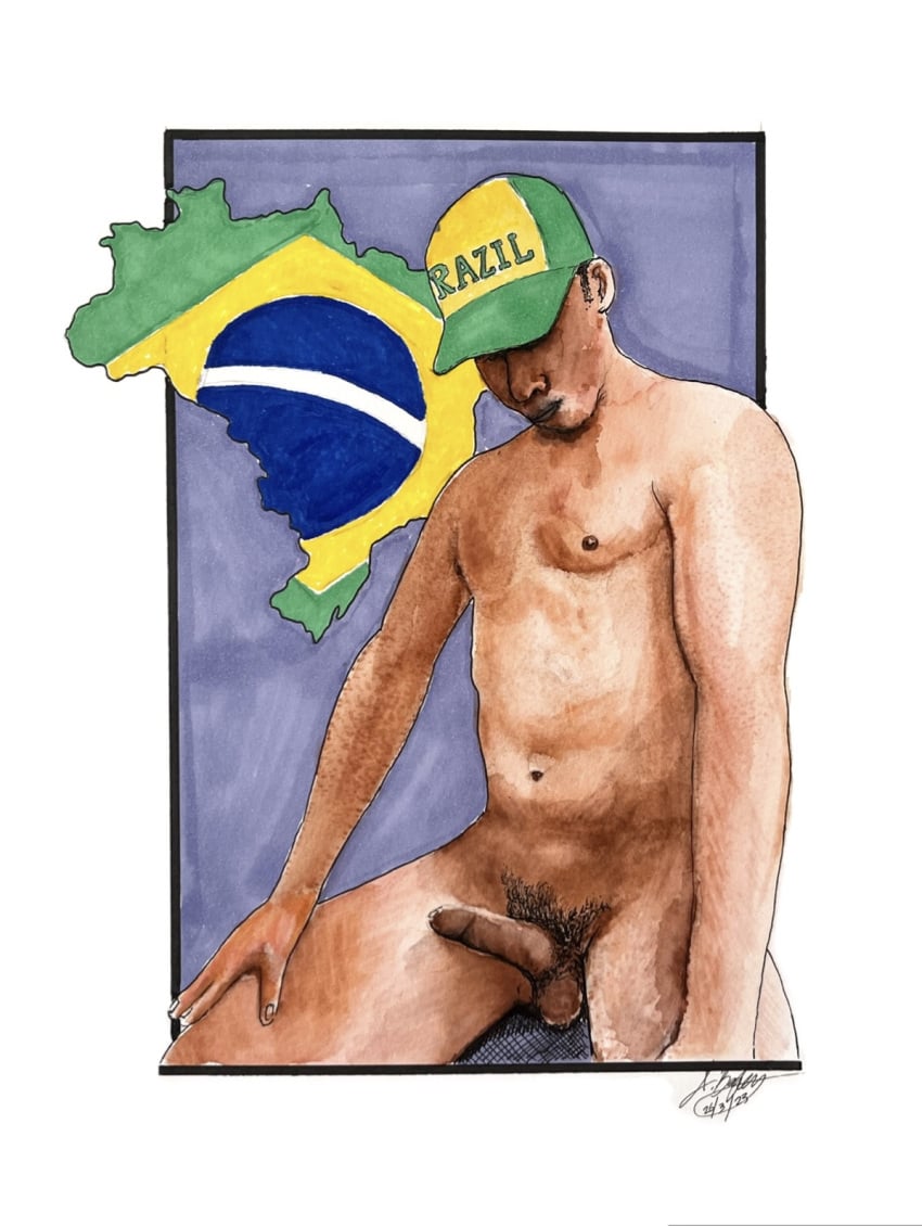 brazilian_flag brazilian_male cock cock_out dick fit_male gay hand_drawn ink male male_body male_only marker marker_(artwork) marker_(medium) mixed_media pen pen_(artwork) self_upload sketches_by_adab solo