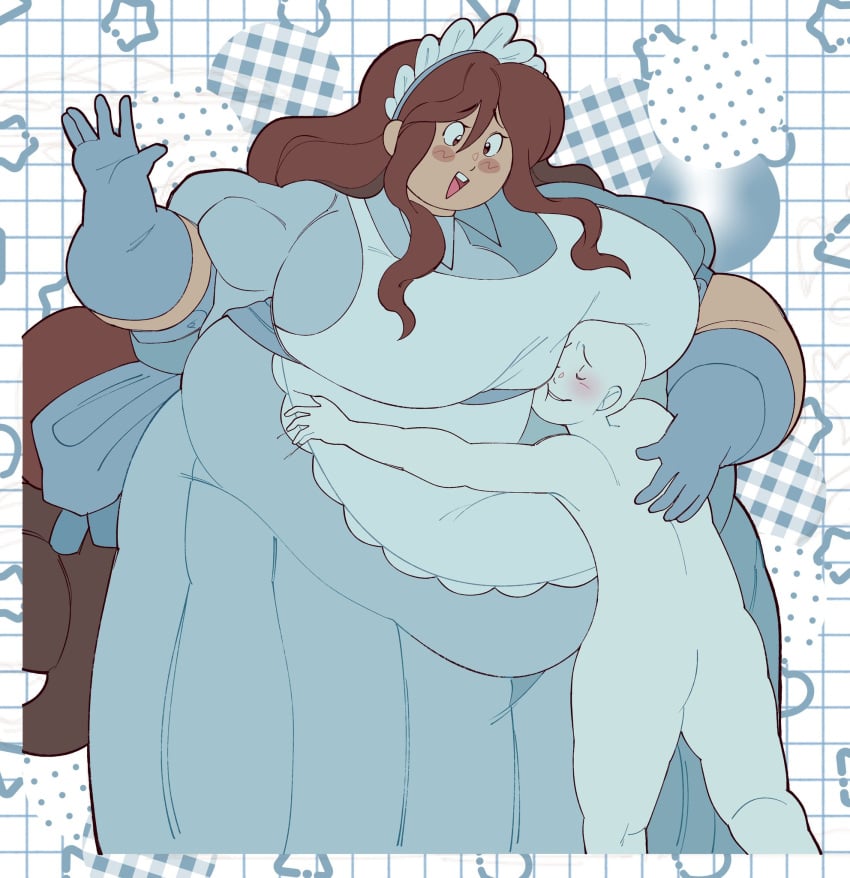 bbw beesoba belly big_belly chubby chubby_female fat fat_belly fat_fetish female female_only maid maid_uniform obese obese_female oc overweight overweight_female ssbbw tagme thick_thighs thighs