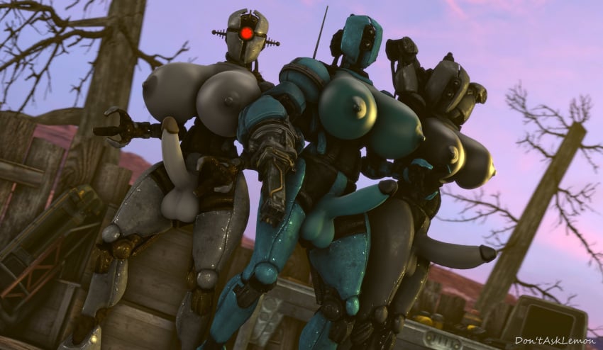 3d 3d_(artwork) 3futas ada_(fallout) assaultron assaultron_(fallout) big_ass big_breasts big_penis dontasklemon fallout futa_only futanari humanoid kleo_(fallout) robot thick_thighs wide_hips