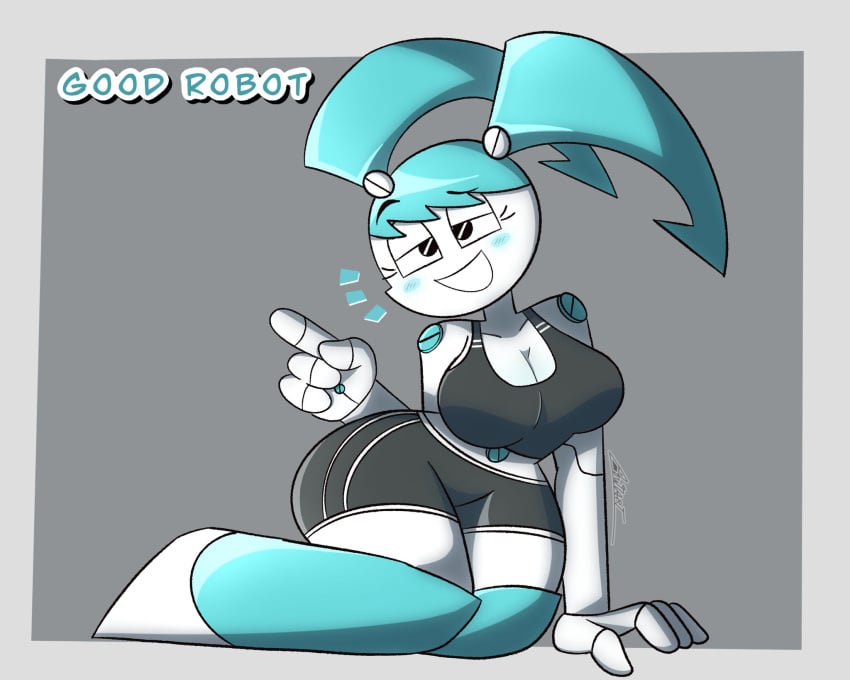 1girls autart belly belly_button breasts crop_top cum_gutters female female_focus female_only jenny_wakeman my_life_as_a_teenage_robot nickelodeon robot robot_girl skirt xj-9