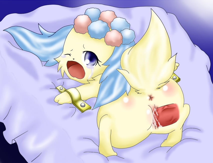 1girls anus ass blue_eyes bondage bound canine disembodied_penis female feral from_behind fur jewelpet jewelpet_(species) makuran male open_mouth penetration penis pussy rape restrained sapphie_(jewelpet) straight tears tied_down vaginal_penetration