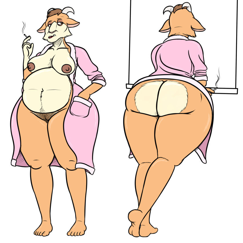 1:1 1girls anthro anthrofied ass bathrobe belly big_belly big_butt blue_sky_studios bovid breasts caprine cigarette clothing curvaceous curvy_figure fellatio female ferdinand_(film) furry goat hi_res horn large_ass lipstick lupe_(ferdinand) makeup mammal mature_female multiple_angles nipples nude oystercatcher7 pink_bathrobe pink_robe pregnant pubes pussy robe solo thick_thighs voluptuous wide_hips