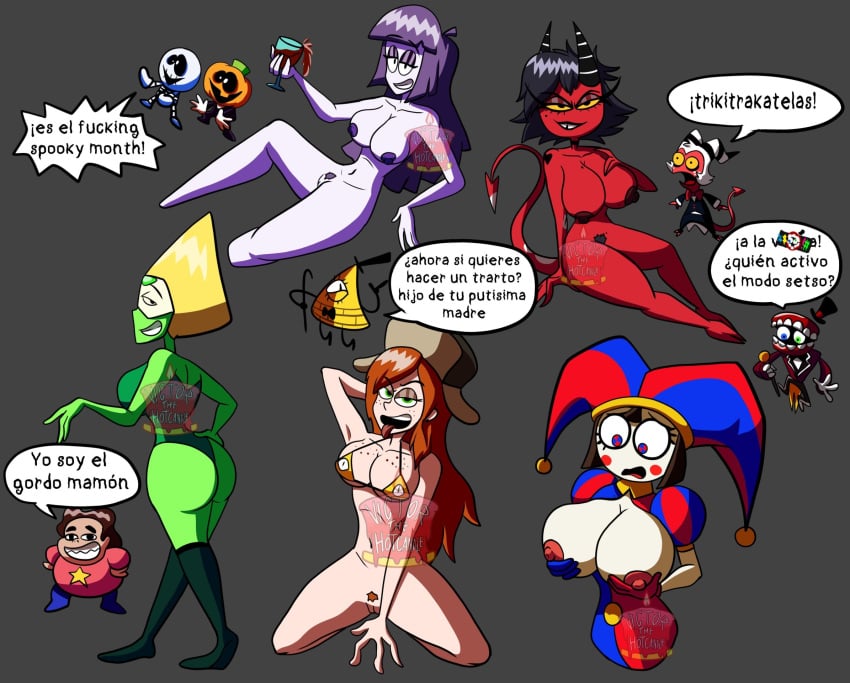 aged_up big_ass big_breasts breasts_out drunk gravity_falls helluva_boss lila_(spooky_month) millie_(helluva_boss) peridot_(gem) peridot_(steven_universe) pomni_(the_amazing_digital_circus) red_hair spooky_month steven_universe the_amazing_digital_circus wendy_corduroy