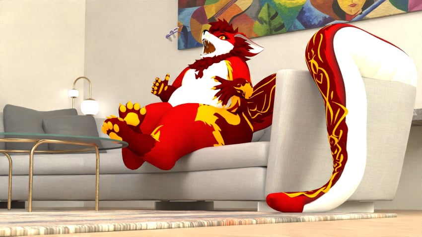 3d anthro belly blender_(disambiguation) burping canid canine digestion digital_media_(artwork) eyewear furry glasses hi_res inside mammal mythological_canine mythological_creature mythology overweight red slightly_chubby snoggadal vore werecanid werecanine werecreature werewolf