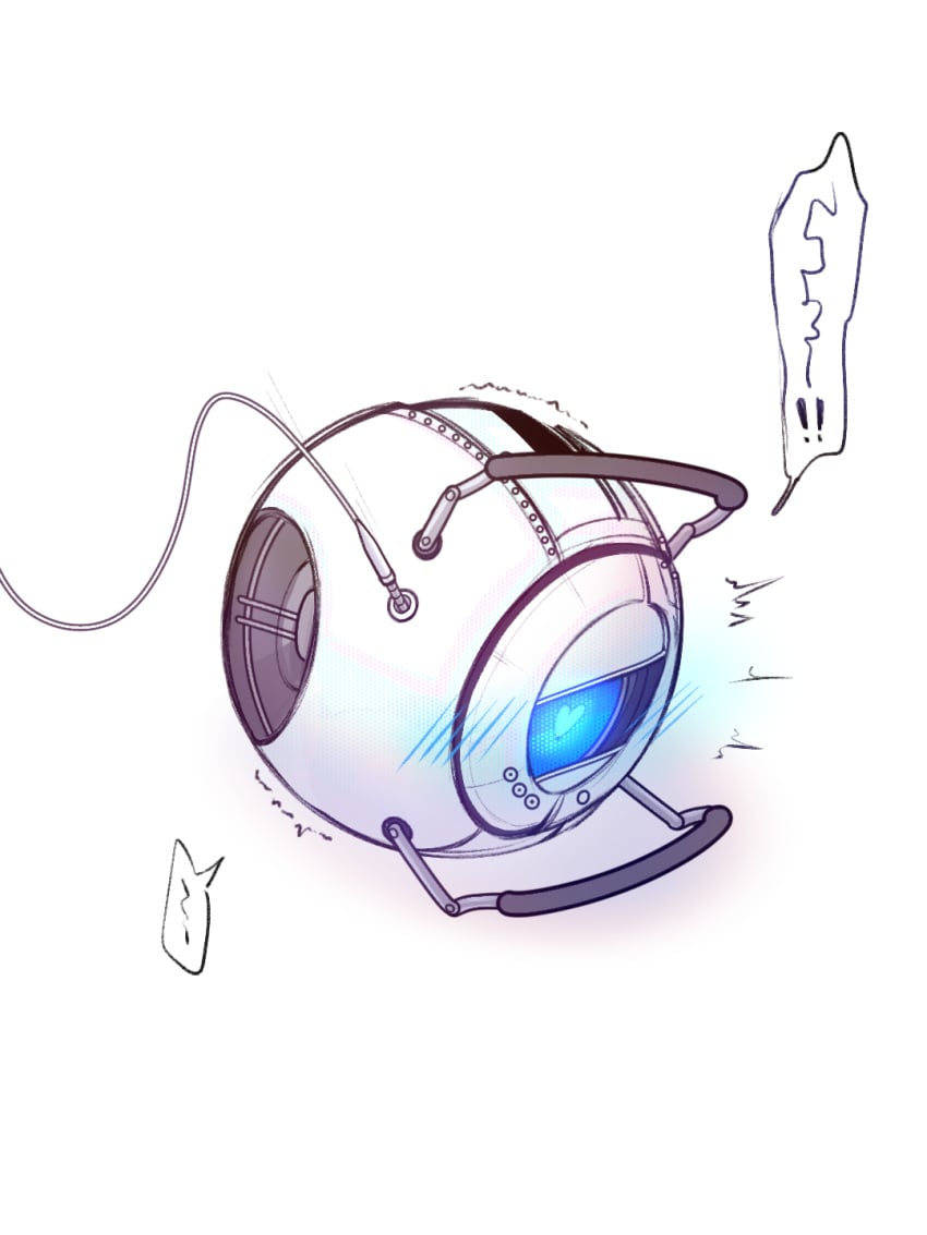 anthro aperture_science headphone_jack heart-shaped_pupils jacking_on portal portal_(series) robot screen_face wheatley wire