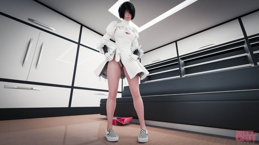 3d 3d_(artwork) 3d_model 3d_render blender blender_cycles exposed_pussy footwear nier nier:_automata nippycattstudio panties_aside platform_footwear platform_shoes platform_sneakers pussy self_upload shoe_fetish shoes shoes_focus sneakers tagme teasing vagina vans vans_sneakers video_game_character video_games yorha_2b