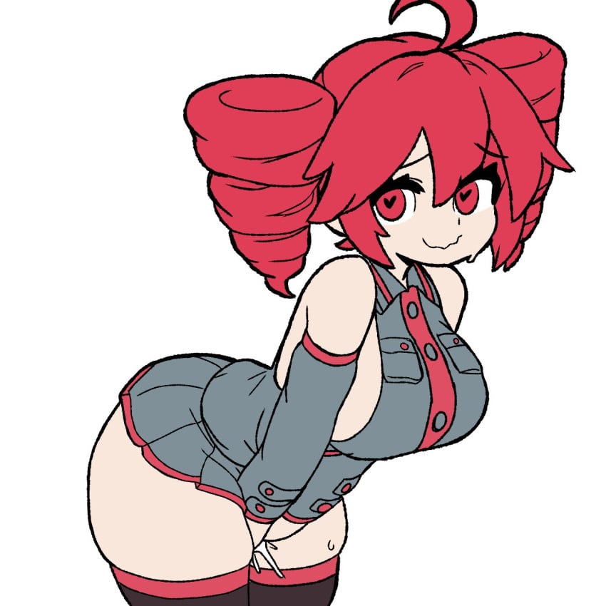 1girls 2d 2d_(artwork) ahoge ass bare_shoulders bent_over big_ass big_breasts breasts clothed clothing cum cum_drip cum_dripping_out_of_pussy detached_sleeves female female_only heart-shaped_pupils huge_ass huge_thighs kasane_teto large_breasts miniskirt red_eyes red_hair sideboob skindentation skirt somnipheromone sweat sweatdrop sweating thick_thighs thighhighs thighs twin_drills utau wide_hips