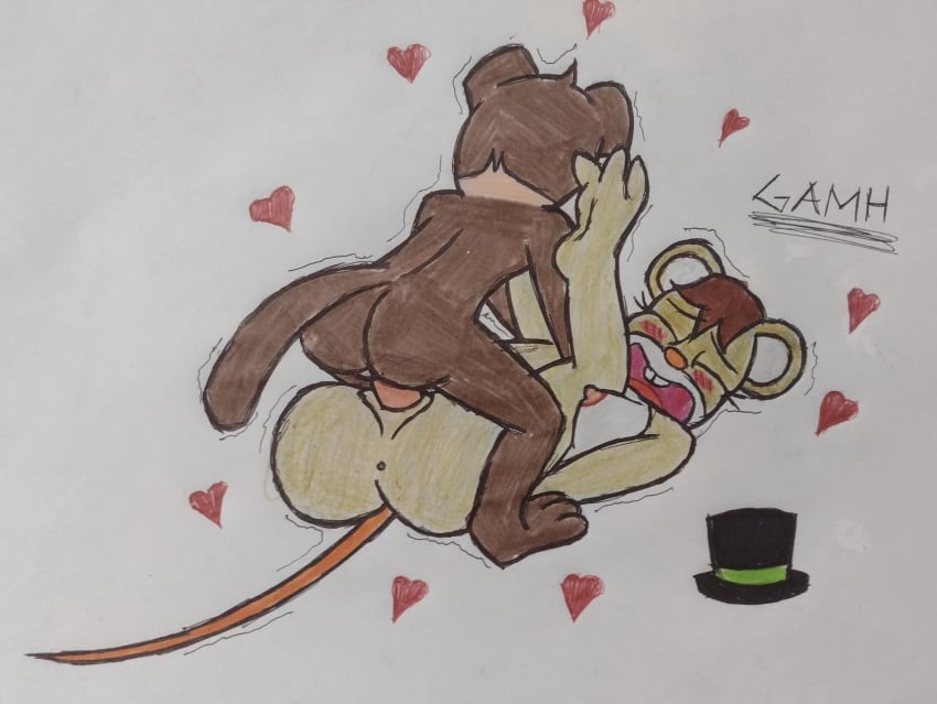 1boy 1boy1girl 1girls 2_tone_fur 3_toes anthro anthro_on_anthro anus ass black_top_hat blush breasts breasts_out brown_body brown_fur closed_eyes cock fangame fangame_character fazbear_fanverse female female_penetrated femsub five_nights_at_freddy's furry furry_on_furry furry_only gamh hat hat_off heart heart_symbol hearts_around_body jpeg lighter_belly looking_pleasured m/f male male_on_female male_on_top male_penetrating maledom manora_(popgoes) marker_(artwork) marker_(medium) mouse mouse_tail mustelid naked nudity open_mouth penetration penis pleasure_face popgoes popgoes_(character) popgoes_the_weasel pussy rodent sex straight straight_sex tail tan_body tan_fur top_hat tophat traditional_art traditional_media_(artwork) u/independent_owl_1206 vaginal_penetration vaginal_sex weasel