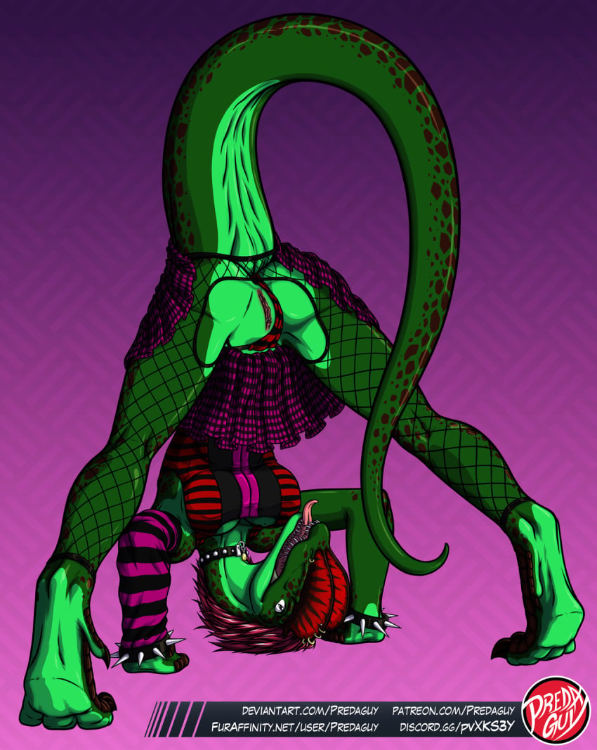 anthro anthrosaurs anus ass bent_over breasts choker clothing clothing_aside dilophosaurid dilophosaurus dinosaur dinosaur_girl female fishnet flexible goth hi_res ingrid_the_dilophosaur jewelry looking_at_viewer necklace open_mouth panties panties_aside predaguy punk pussy reptile scalie solo spikes theropod tongue tongue_out underwear underwear_aside upskirt