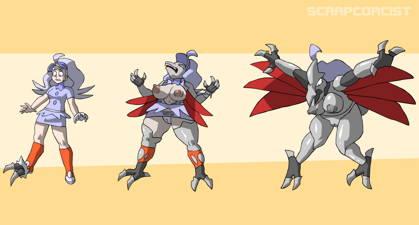 1girls 2019 alternate_breast_size alternate_species anthro anthrofied avian biped bottomwear breasts clothing female footwear grey_skin hat headgear headwear hi_res huge_breasts human human_to_anthro kahili_(pokemon) mammal nintendo nipples pokémon_(species) pokemon pokemon_gsc pokemon_sm pokephilia pussy red_skin scrapcorcist sequence shoes skarmory skirt solo species_transformation surprise text thick_thighs torn_clothing transformation video_games watermark wide_hips wings