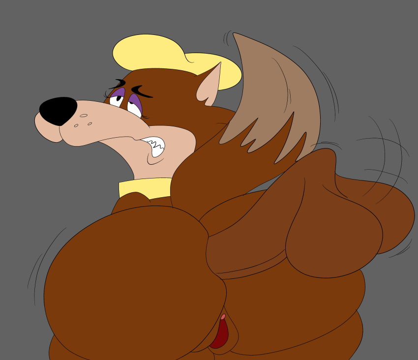 anal_sex anthro anthro_on_anthro beret big_ass big_butt blastprocessing16 brown_fur canid canine canis cartoony eyebrows eyelashes fur hanna-barbera hi_res horny jellystone_(hbo_max) loopy_(loopy_de_loop) loopy_de_loop mammal pleasure_face rule_63 scarf tail teeth vagina wolf yellow_scarf