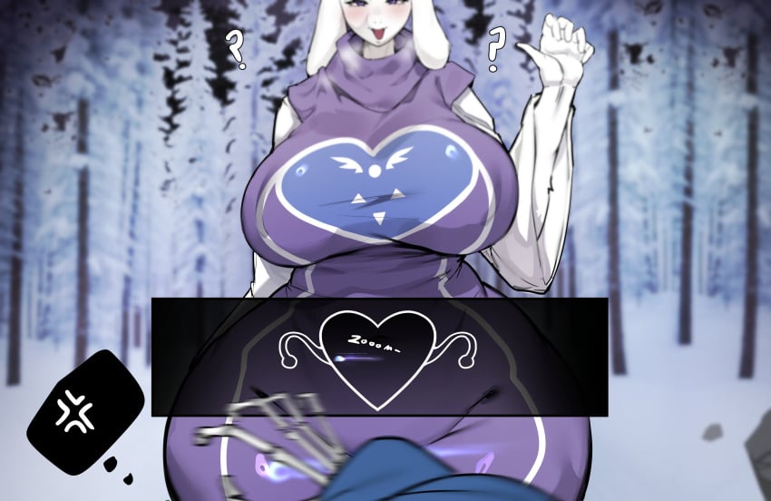 1girls absurd_res angry anthro big_ass big_breasts blue_eyes blush boss_monster bovid breasts caprine confused curvy dialogue dress english_text female female_focus forest fur heart hi_res hourglass_figure huge_ass huge_breasts kantan large_breasts mammal mature_female milf monster_girl sans skeleton smile snow soul_(undertale) speech_bubble text thick_thighs toriel tree undertale undertale_(series) voluptuous white_body white_fur wide_hips womb