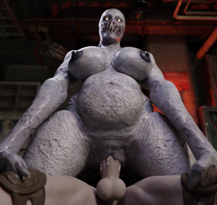 1boy 1monster balls female_on_top female_penetrated female_regenerator huge_breasts human human_penetrating interspecies monster monster_on_human monster_on_male monster_rape nipples penis rape regenerator regenerator_(resident_evil) resident_evil resident_evil_4 resident_evil_4_remake reverse_cowgirl_position sharp_teeth vaginal_penetration vensaku