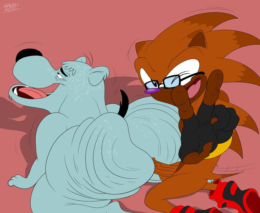 anal_sex anthro anthro_only ass_clapping big_ass big_butt black_tail blastprocessing16 bubble_ass bubble_butt canid canine canis cartoony gay gay_sex gray_fur hanna-barbera hi_res mumbly naked open_mouth sex sweat tail