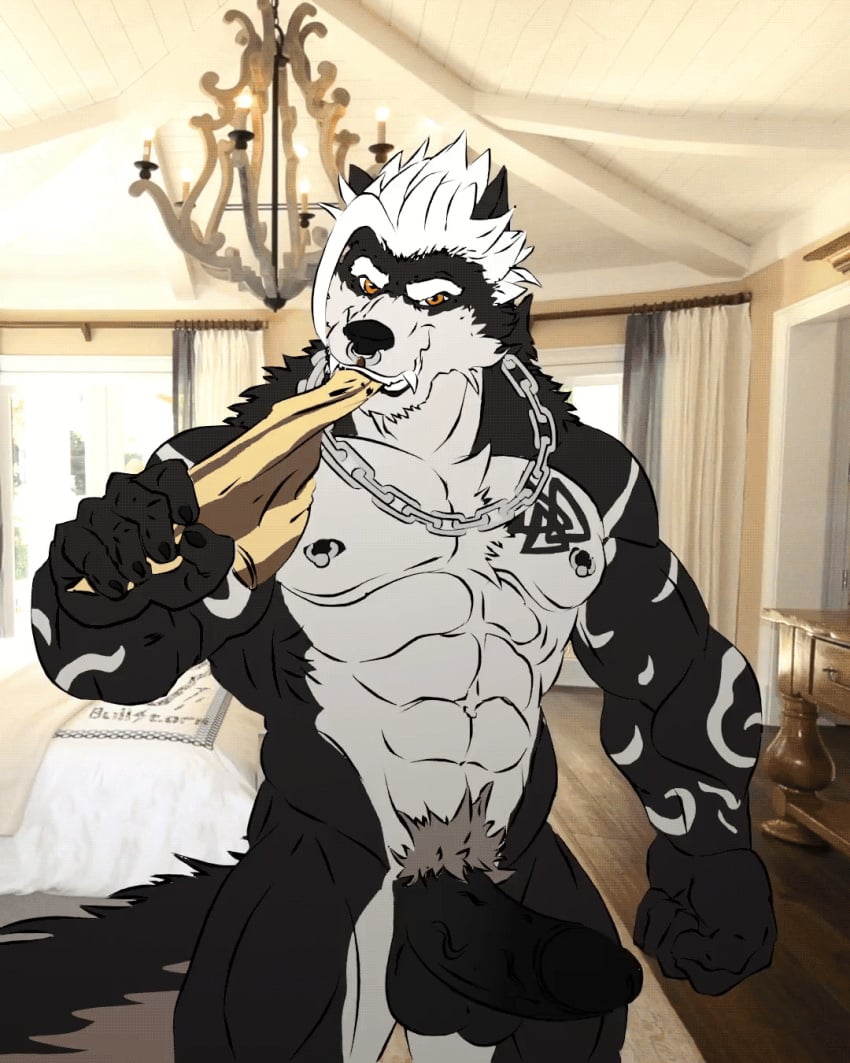 animated anthro balls bara bedroom bedroom_eyes big_balls big_penis bullstorm canid canine dick_swing genitals hi_res jerrikstrife male male_only mammal muscular mythological_canine mythological_creature mythology narrowed_eyes nude_male penis piercing seductive solo were werecanid werecanine werewolf