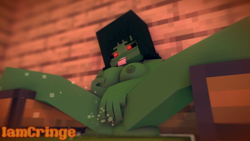 1girls 3d big_breasts female green_hair green_skin gwen_(iamcringe) home iamcringe masturbation mine-imator minecraft monster monster_girl nude pussy_squirt red_eyes solo spread_legs tagme zombie zombie_girl_(minecraft)